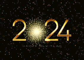 glücklich Neu Jahr Hintergrund mit golden Beleuchtung und Feuerwerk Design vektor