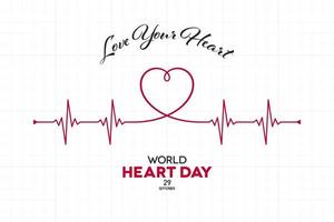 världshjärtans dagbanner med kardiogramform vektor