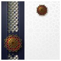 Gruß islamisches Blumenmuster-Vektordesign mit arabischer Kalligraphie vektor