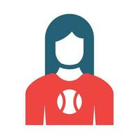 kvinna baseboll fläkt vektor glyf två Färg ikon för personlig och kommersiell använda sig av.
