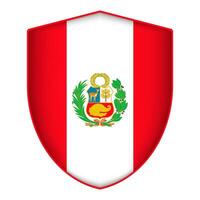 Peru Flagge im Schild Form. Vektor Illustration.
