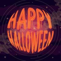 Happy Halloween-Text auf einer Mondschein-Himmelslandschaft vektor