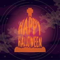 Happy Halloween-Text auf einem leuchtenden Grab vektor