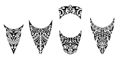 einstellen von tätowieren skizzieren Maori Stil zum Bein oder Schulter Unterseite niedriger Teil. schwarz und Weiß tätowieren Sammlung vektor