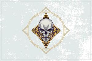 As von Verein Poker Karte Schädel Symbol mit ein klassisch und Jahrgang lila Base vektor