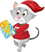 süße Katze mit Weihnachtsmütze Cartoon-Figur vektor
