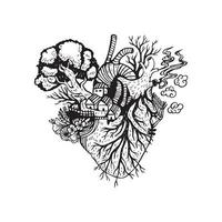 Abbildung anatomisches Herz mit Waldbränden vektor