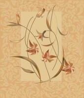 årgång inbjudan kort med elegant blommig design vektor