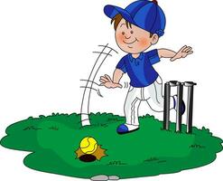 vektor av pojke spelar cricket.