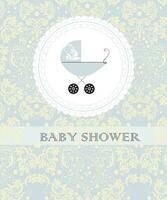 årgång bebis dusch inbjudan kort med utsmyckad elegant abstrakt blommig design vektor