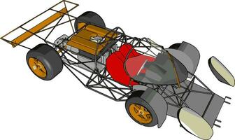 konstig tävlings bil, illustration, vektor på vit bakgrund.