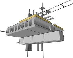 docka gul byggnad, illustration, vektor på vit bakgrund.