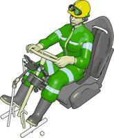 bil testa dummy i grön hoppa kostym vektor illustration på vit bakgrund