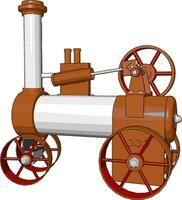 3d Vektor Illustration von Orange und Weiß Dampf Motor Maschine auf Weiß Hintergrund