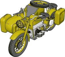 3d Vektor Illustration auf Weiß Hintergrund von ein Militär- Motorrad mit Beiwagen