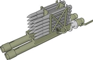 3d vektor illustration på vit bakgrund av en militär missil Laucher