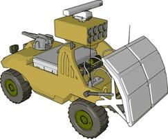 3d vektor illustration på vit bakgrund av en militär missil lansera fordon