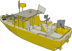 3d vektor illustration på vit bakgrund av en militär kust vakt båt