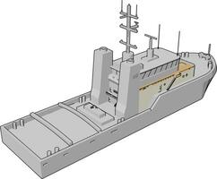 enkel vektor illustration av en vit Marin slåss fartyg vit bakgrund