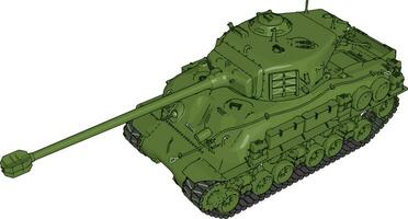 3d vektor illustration på vit bakgrund av en grön militär tank