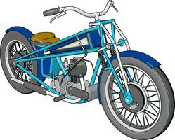 3d vektor illustration av en blå årgång chopper motorcykel vit bakgrund