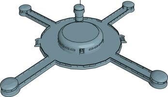 grau kreuzförmig Raumschiff Vektor Illustration auf Weiß Hintergrund