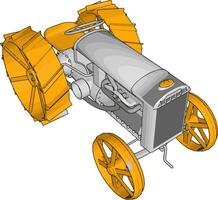 grau und Gelb Traktor Vektor Illustration auf Weiß Hintergrund