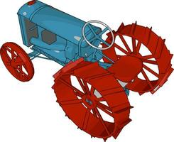 blå och röd traktor vektor illustration på vit bakgrund