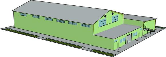 Grünes Gebäude, Illustration, Vektor auf weißem Hintergrund.