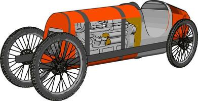 röd antik bil, illustration, vektor på vit bakgrund.