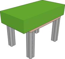 Tisch mit grünem Backstein, Illustration, Vektor auf weißem Hintergrund.