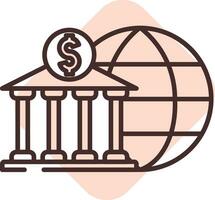 Geld globale Bank, Symbol, Vektor auf weißem Hintergrund.