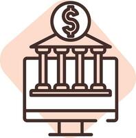 Geld Online-Bank, Symbol, Vektor auf weißem Hintergrund.