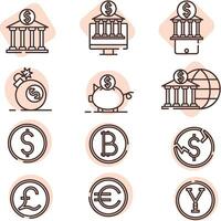 Internationales Geld, Symbol, Vektor auf weißem Hintergrund.