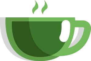 Grüner Tee in Tasse, Symbol, Vektor auf weißem Hintergrund.