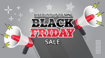 Black Friday Sale Banner mit Lautsprecher und langem Schattentext vektor