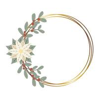 jul guld ram med vit julstjärna flower.design för ny år och jul kort, scrapbooking, klistermärken, planerare, inbjudningar vektor