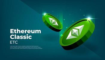 klassisches ethereum-banner. etc. Coin-Kryptowährungskonzept. vektor