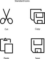 uppsättning av enkel platt kopia klistra ikon illustration design, kopia klistra symbol samling med skisse stil mall vektor