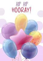 Geburtstag Gruß Karte Vorlage. Banner, Flyer mit bunt Luftballons. glücklich Geburtstag Einladung Design zum Urlaub, Jubiläum, Party vektor