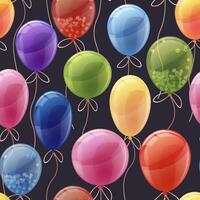 sömlös mönster med färgrik ballonger. söt bakgrund med helium ballong dekoration för födelsedag. festlig textur för omslag papper, kort, tyg, tapet. vektor