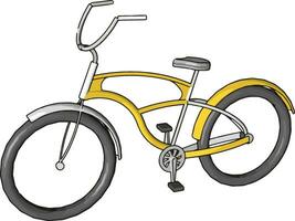 gelbes Fahrrad, Illustration, Vektor auf weißem Hintergrund.