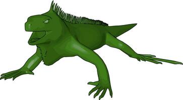grön skrämmande reptil med tetra skida vektor eller Färg illustration