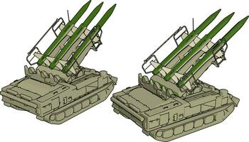 3d vektor illustration på vit bakgrund av en militär missil tank