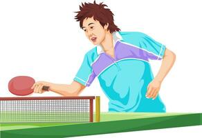 vektor av tonåring spelar tabell tennis.