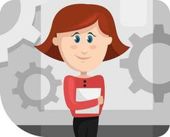 Geschäft Frau im rot Shirt, Illustration, Vektor auf ein Weiß Hintergrund.