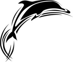 Delfin Springen Tätowierung, tätowieren Illustration, Vektor auf ein Weiß Hintergrund.