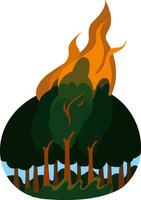 Wald auf Feuer, Illustration, Vektor auf ein Weiß Hintergrund.
