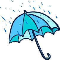 ein Blau Regenschirm, Vektor Farbe Illustration.