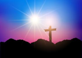 Silhouette von Jesus am Kreuz vektor
